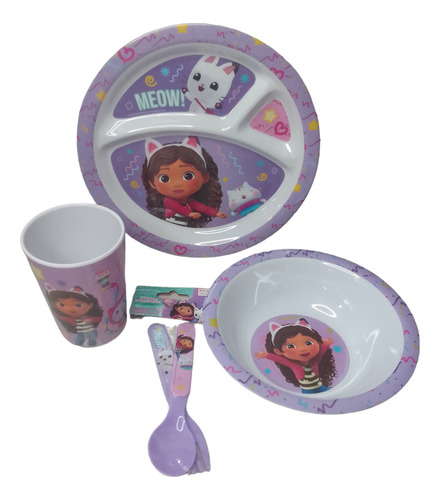 Platos Vaso Cuchara Casa De Gabby Gaby Infantil