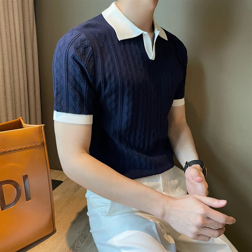 Polo De Hombre Con Textura De Jacquard Elástico