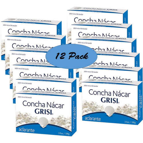  Jabón Concha Nácar Grisi 125g, Aclarante 12 Pack