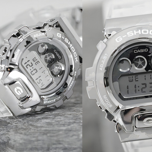 Reloj Casio G Shock Skel Camo 3 Dial Original Time Square Color De La Correa Transparente Color Del Bisel Metal Camuflaje Color Del Fondo Camuflaje Gris