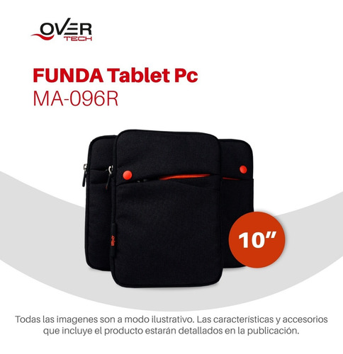 Imagen 3 de 8 de Funda Tablet Pc 10 Pulgadas Nylon Y Plush Overtech Ma-096r