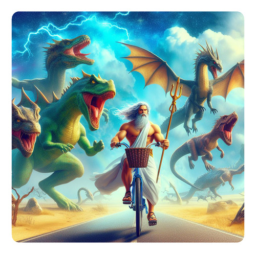 Mousepad Zeus Andando En Bicicleta Dragon Dinos M4