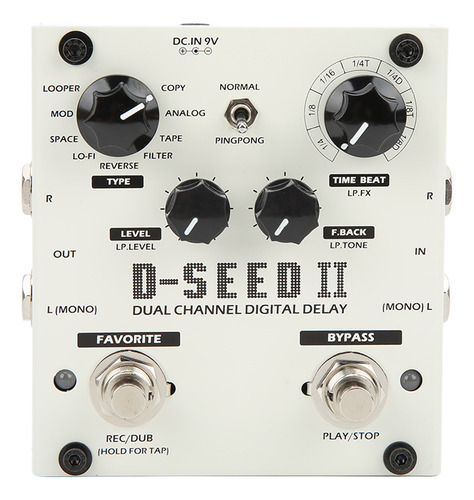 Stereo Looper Effect Multi Pedal, 2 Canais, Digital Delay 8