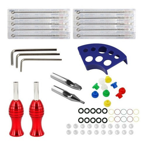 Imagen 5 de 5 de Kit Tatuaje 2 Máquinas Tintas Agujas Fuente Accesorios