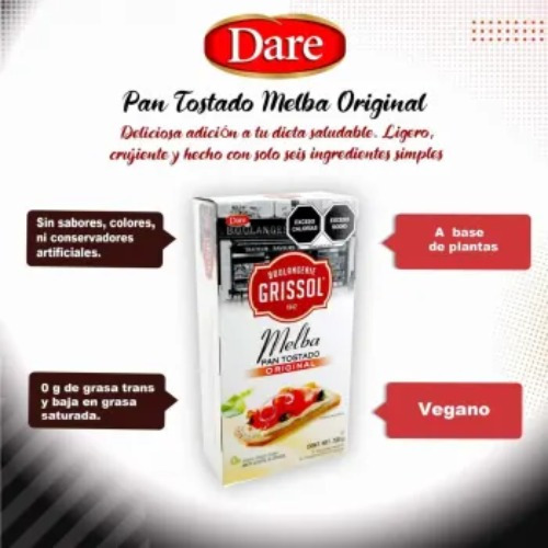 Pan Tostado Dare Melba 2 Pzas De 200 G C/u