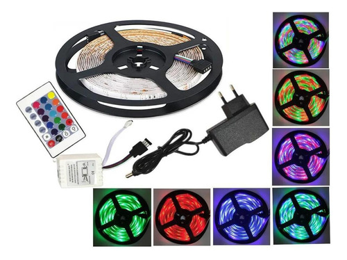Fita Led 5m Ultra Rgb 3528 Prova D'agua + Controle + Fonte 110v/220v (bivolt)