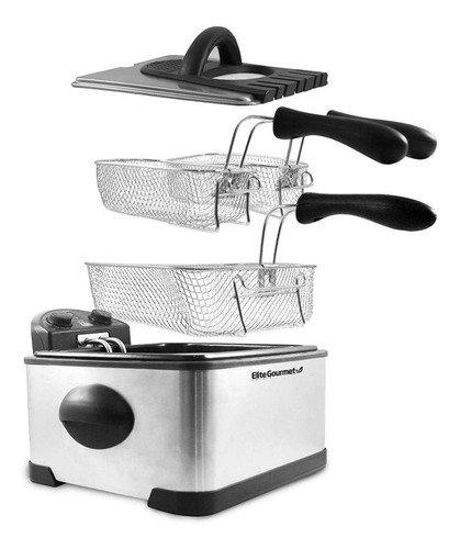 Imagen 3 de 4 de Freidora Elite Gourmet Platinum EDF-401T 4qt plata 120V