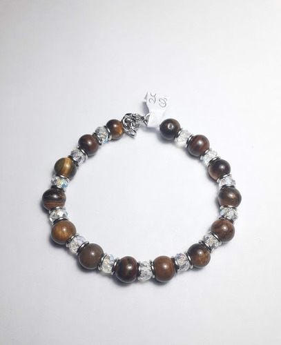 Pulsera Acero Quirurgico Ojo De Tigre, Cristal 8mm X 20cm Q7