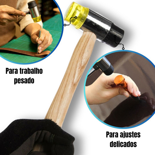 Martelo De Borracha Nylon Intercambiável Cabeça Dupla 35mm