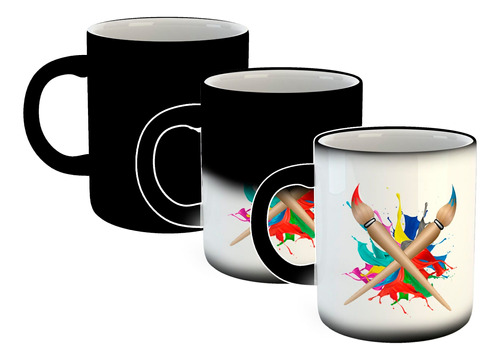 Taza Magica Pinceles Art Pintura Colores