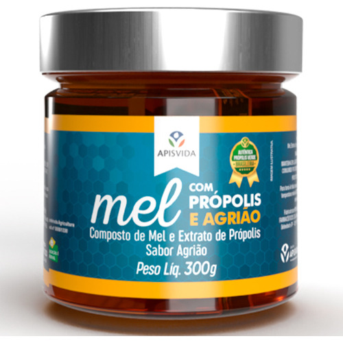 Mel Propolis E Agriao Pote 300g Apis Vida