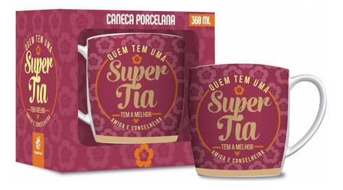 Caneca Porcelana Urban 360ml Família - Super Tia