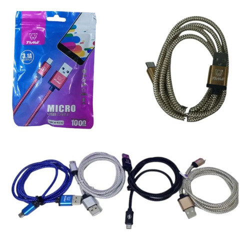 Cable Micro Usb Carga Rapida Celulares 3.1a 10 U Por Mayor Surtido