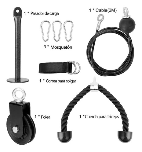 Mancuernas Y Polea De Gimnasio En Casa Cable Ajustable 2m