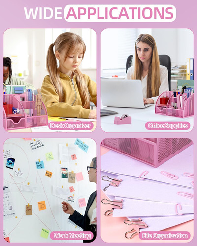 Organizador De Escritorio Rosa Y Kit De Accesorios, Suminist