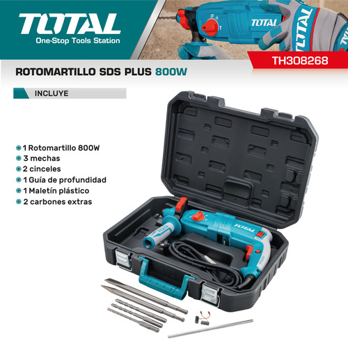 Rotomartillo Taladro Percutor 800w Sds Plus 13mm Total Color Turquesa Frecuencia 50/60