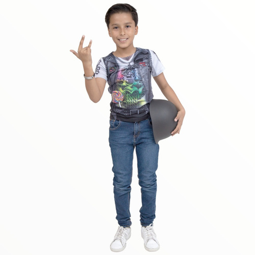 Playera Motocicleta Niño  3d Disfraz Fiesta 