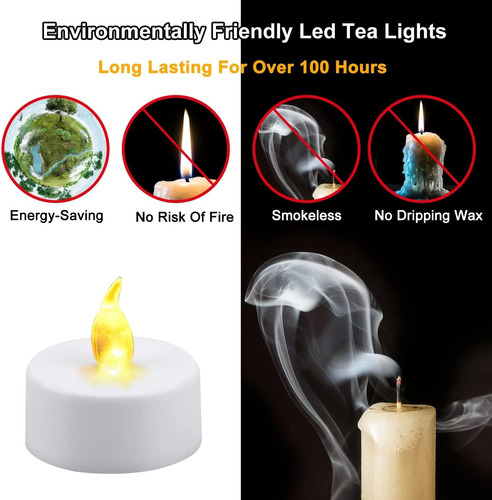Velas De Té Con Pilas, Luces De Té Led Sin Llama Realistas Y
