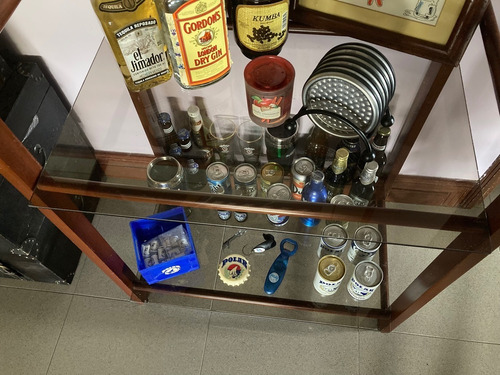 Mueble Bar De Madera Y Vidrio Rodante (Usado)