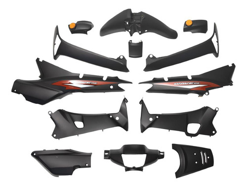 Kit Plasticos Completo Honda Nf 100 Wave Negro Mate Mtc
