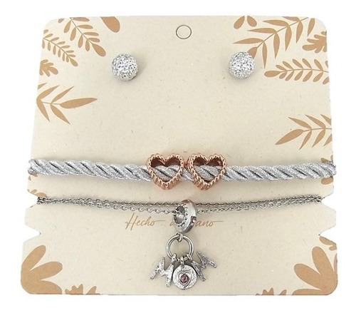 Imagen 1 de 5 de Kit Regalo Mama Cadena Acero Día De La Madre + Pulsera Topos