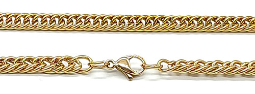 Cadena Groumet Doble Diamantada 4mm 50 Cm De Acero Dorado 