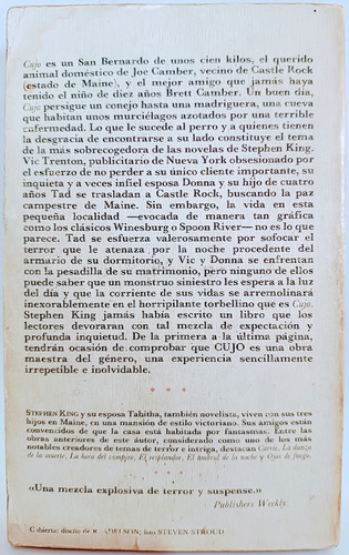 Cujo Stephen King, De Stephen King. Suspenso, Vol. Único. Editorial Grijalbo, Tapa Blanda, Edición 1 En Español, 1982