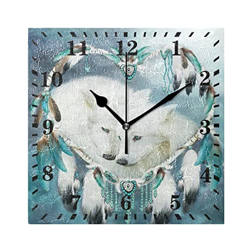 Reloj Cuadrado Atrapasueños Lobo, Colgante Decorativo ...