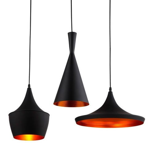 Kit X 3 Lámparas Colgantes Moderna Tom Dixon Negro 