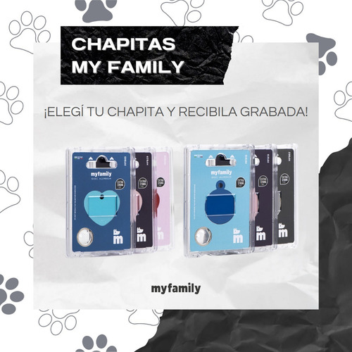 Imagen 6 de 10 de Chapas Para Mascotas My Family Small Heart Grabado Gratis