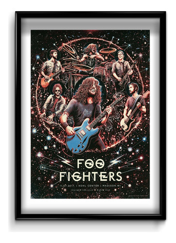 Cuadro Foo Fighters Ilustracion 35x50 (marco+lámina+vidrio)