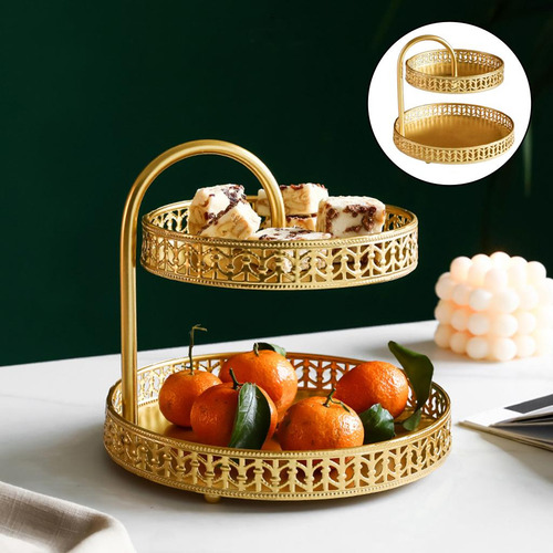 Bandeja Decorativa De Hierro De 2 Capas Fruit Vege Diaplay