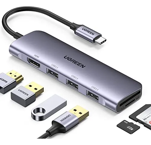 Hub Usb C Ugreen, Adaptador Usb C A Usb 6 En 1, Adaptador Hd