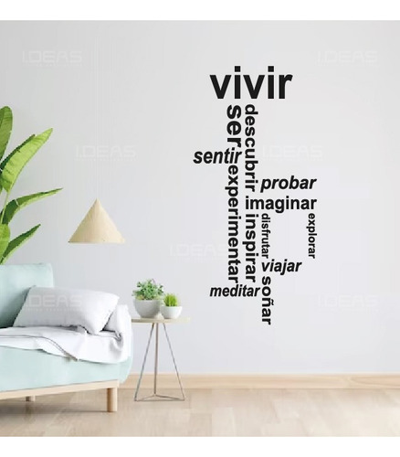 Vinilo Decorativo Calcomania Para Pared Frase Vivir 66x115cm