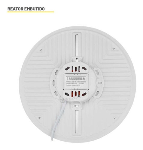 Iluminação Teto Taschibra Painel Redondo Framelesss 32w Cor Luz Quente - 3000K 110V/220V