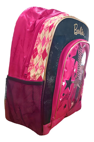 Mochila Espalda Barbie Brillos 16 Pulgadas Primaria Color Dorada