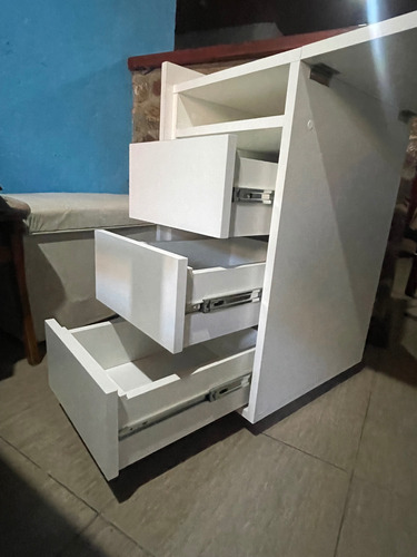 Escritorio Mesa Plegable, Con 3 Cajones El Mas Lindo Blanco