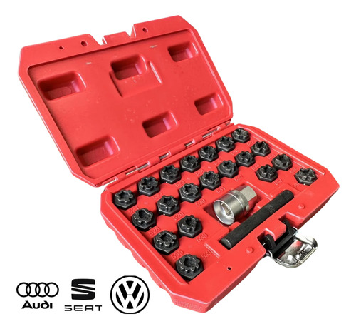 Kit Extractores Birlos Seguridad Macho Vw Seat Audi 22 Pzas