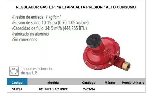 Girar en descubierto Anuncio Cobertizo Regulador Alta Presion Para Gas Lp Para Tanque Estacionario