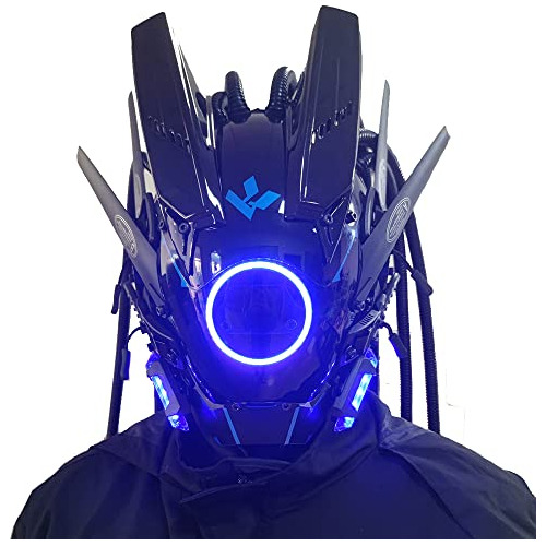 Casco Led Cyberpunk Kyeday Con Rastas Cosplay Fiesta -azul