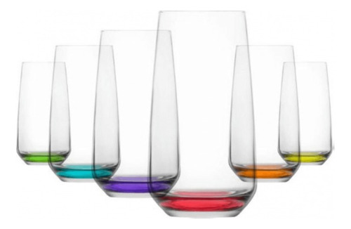 Set 6 Vasos Fondo Color 480cc