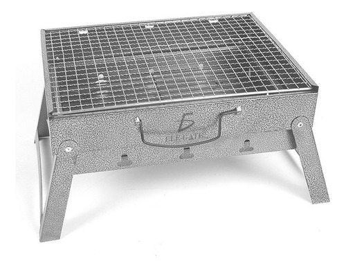Mini Parrilla Carbón Portátil Plegable Acero Inoxidable Ele-Gate HOG.146 Color Gris 27.5 x 35 cm