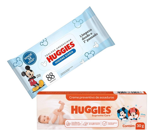 Kit Fralda Huggies Supremme Care + Lenço + Creme Assadura Gênero Sem gênero Tamanho Grande (G)