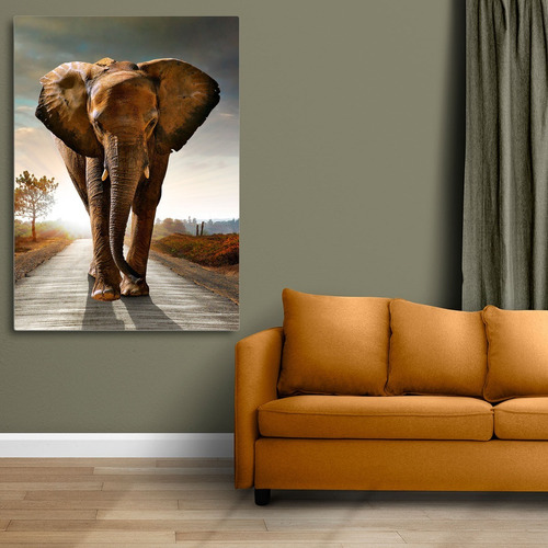Cuadro Elefantes Moderno Bastidor Canvas 90x60 Vertical E11