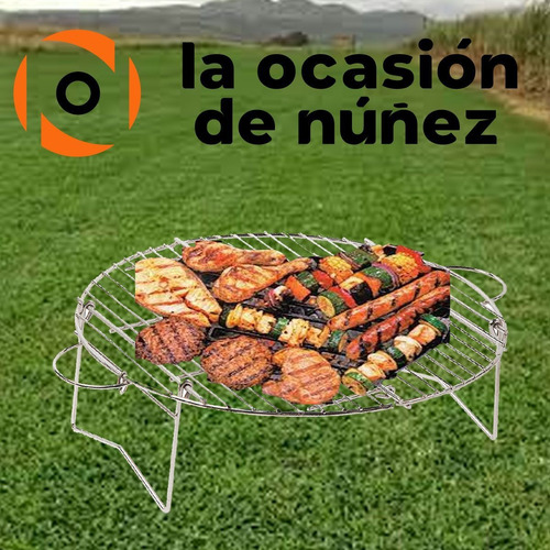 Imagen 4 de 7 de Parrilla Plegable Portatil Cromada Camping Asado