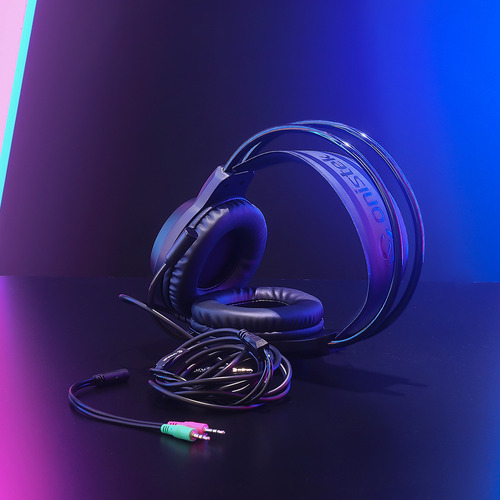 Headset Gamer Rgb Estéreo Microfone P3 Usb Para Pc Ps4 Note Cor Preto