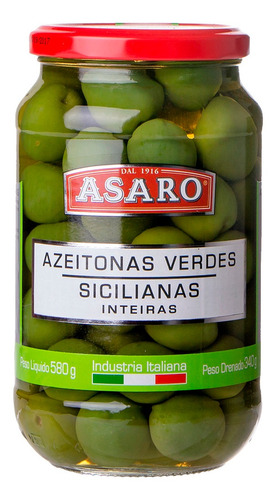 Azeitona Verde Asaro Siciliana Nocellara Del Belice 580g