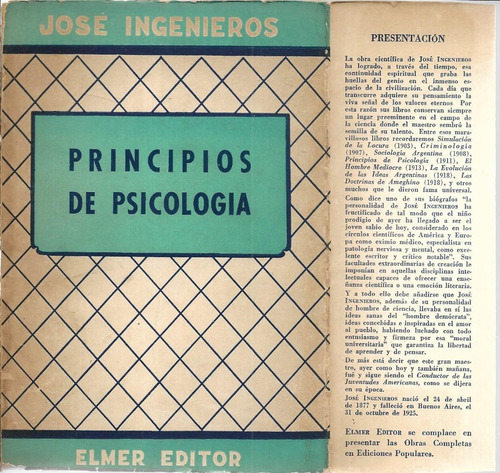 Principios De Psicología De José Ingenieros - Elmer