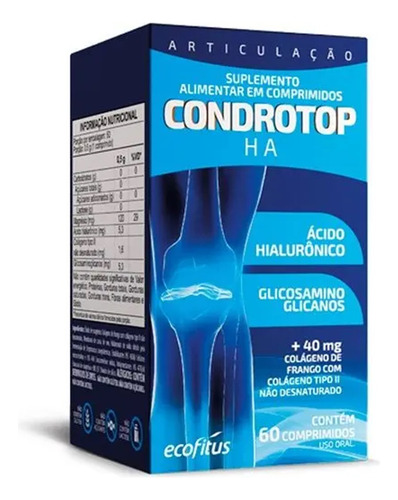 Kit 10 Suplemento Condrotop Ha 60 Cápsulas - Ecofitus Sem Sabor