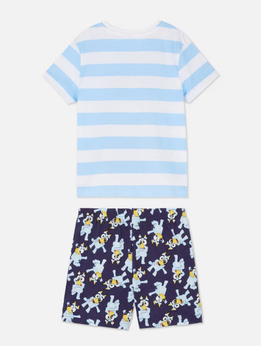 Set De Camiseta De Bluey A Rayas Y Short Estampado Bluey